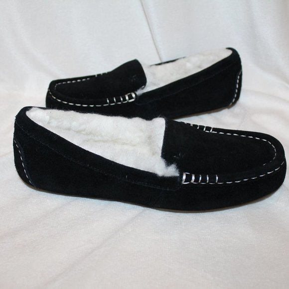 NIB UGG KOOLABURRA SUEDE‎ LEZLY FUR LINED SLIPPERS BLACK - Picture 4 of 8